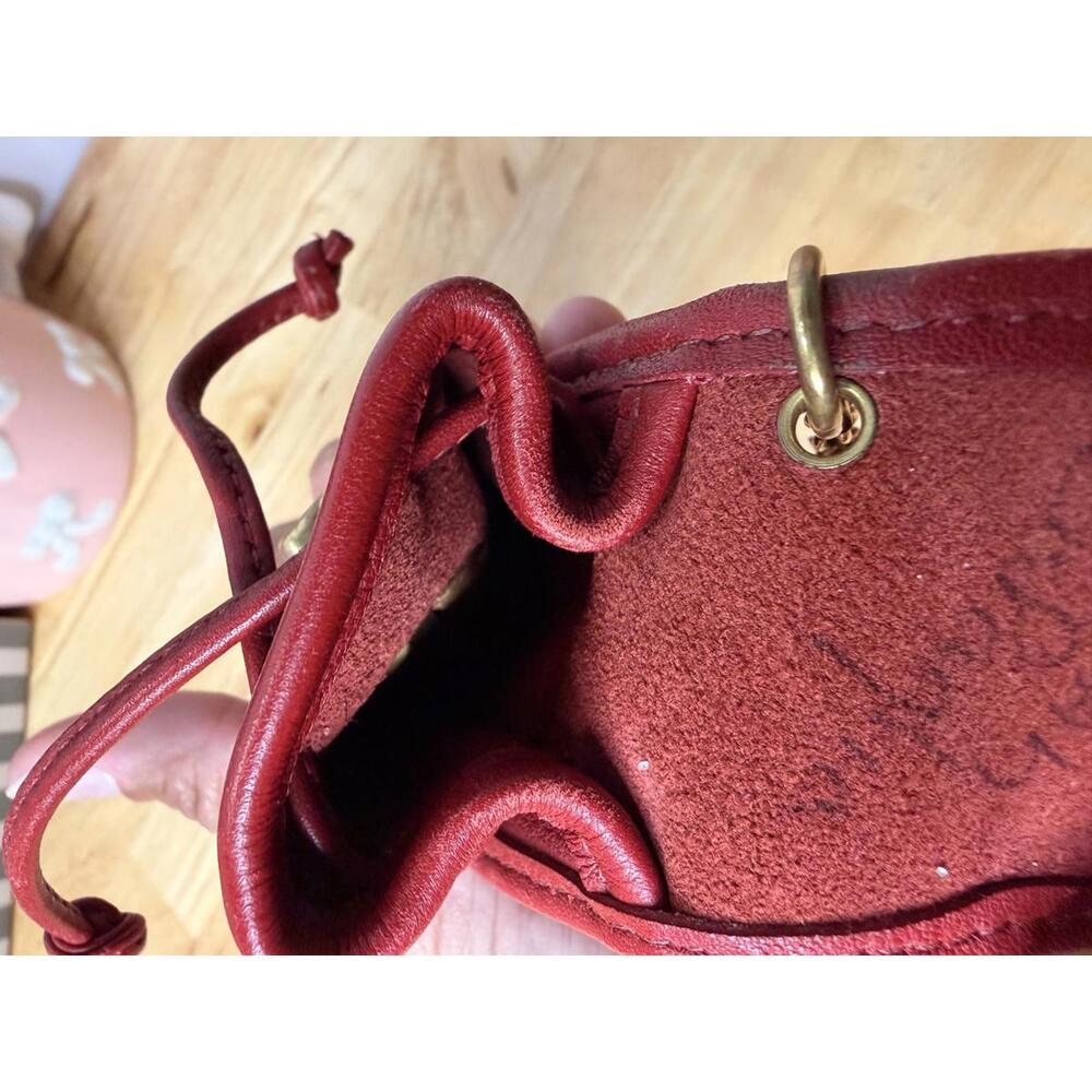 Vintage Coach Mini Daypack Key Fob Red Leather - READ Pen Writing AS-IS - Picture 5 of 5